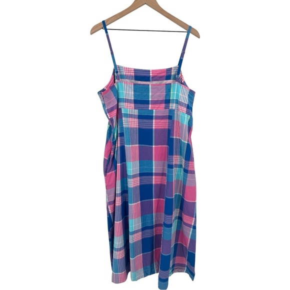 Bohemian Traders Sleeveless Cotton A-Line Slip Midi Dress - Blue Plaid - Large - Picture 10 of 13